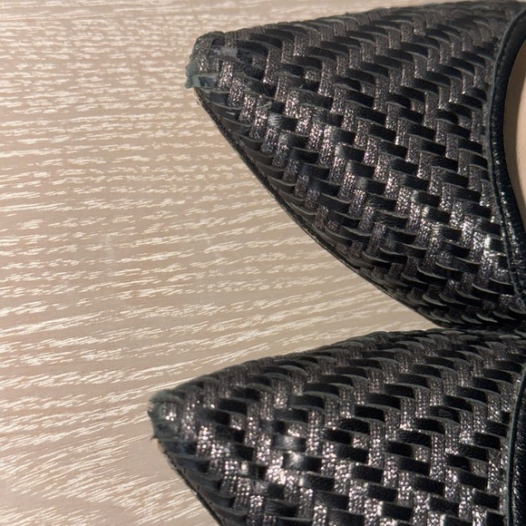 Jimmy Choo Aza Woven Leather Metallic Threaded Black Heels size 39.5. 9.5 - Picture 10 of 12